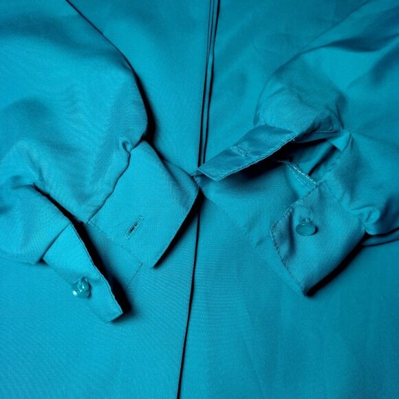 Classic Fashions Blouse Women Size 8 Teal Tie Neck Long Sleeve Button Up - Picture 8 of 11